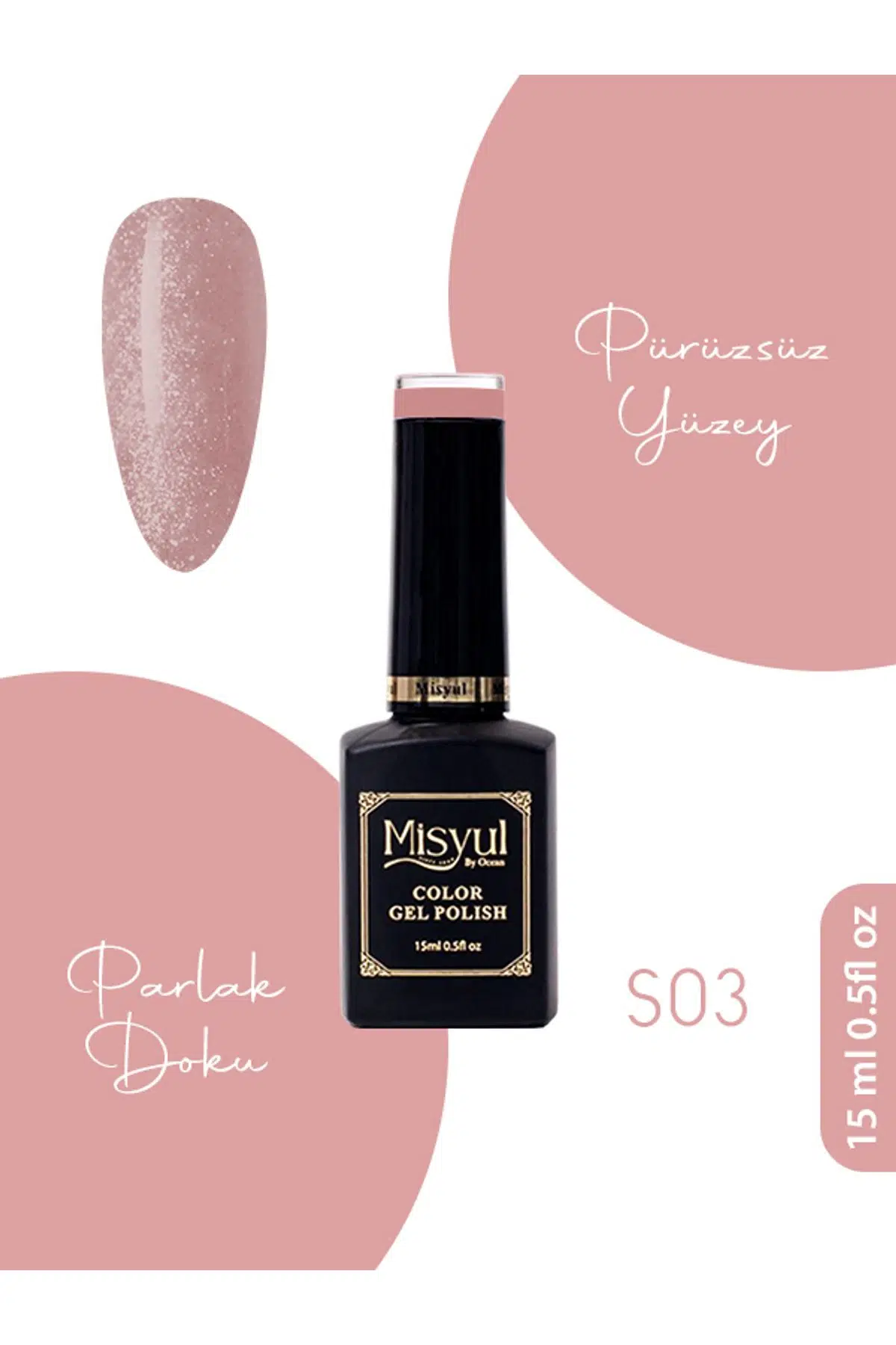 Misyul UV Led Kalıcı Oje Nail Art 15 ml Simli Seri S03