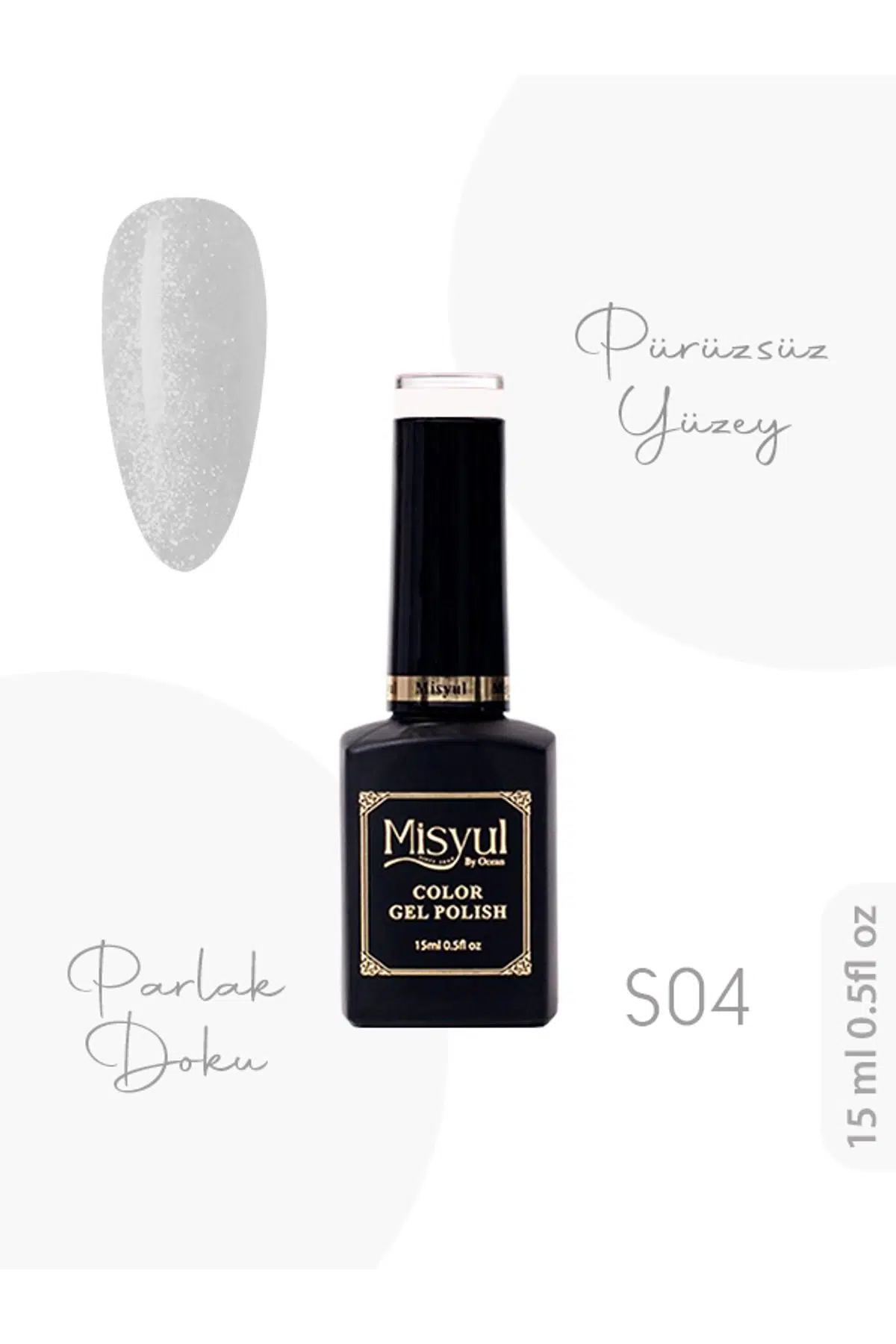 Misyul UV Led Kalıcı Oje Nail Art 15 ml Simli Seri S04