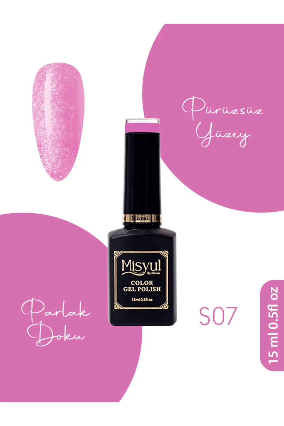 Misyul UV Led Kalıcı Oje Nail Art 15 ml Simli Seri S07