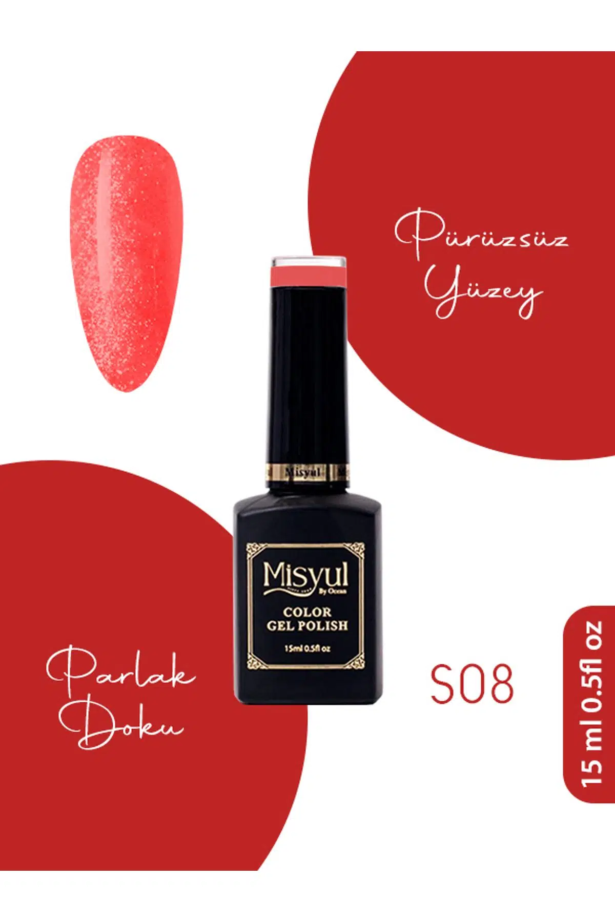 Misyul UV Led Kalıcı Oje Nail Art 15 ml Simli Seri S08