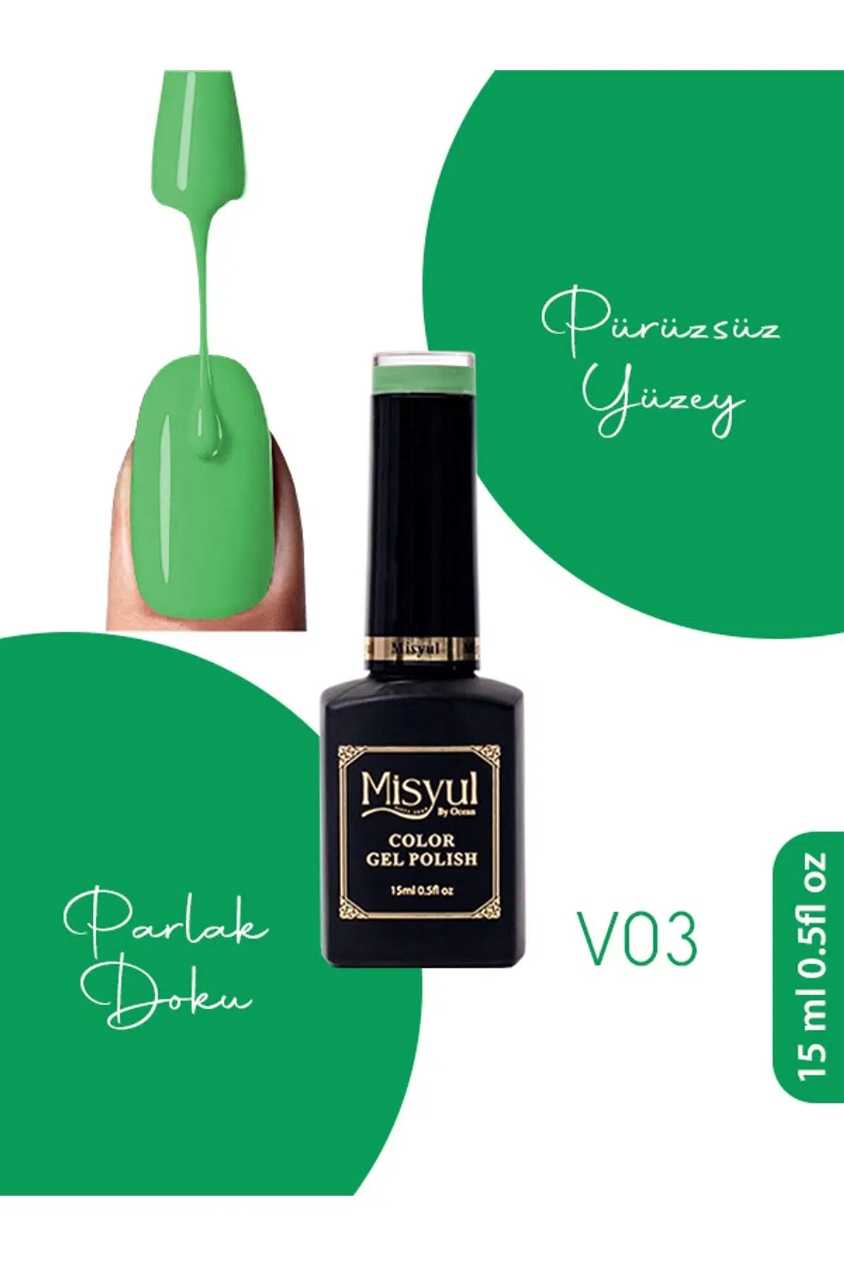 Misyul UV Led Kalıcı Oje Nail Art 15 ml Vitray Serisi V03