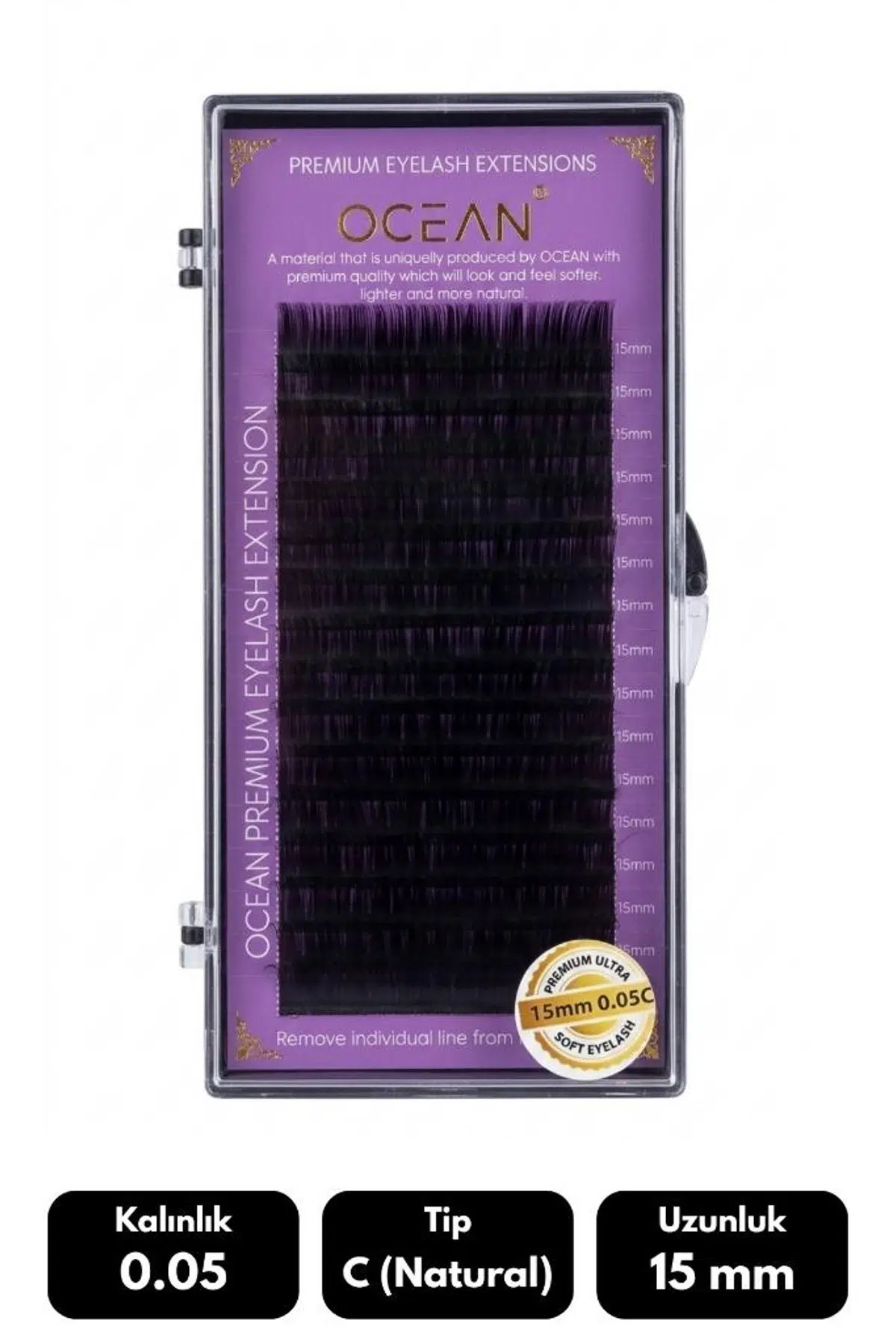 Ocean 0.05C Natural Kıvrım 15 mm Soft Eyelash Takma Kirpik 16'lı
