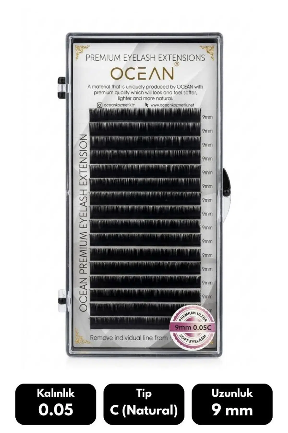 Ocean 0.05C Natural Kıvrım 9 mm Soft Eyelash Takma Kirpik 16'lı
