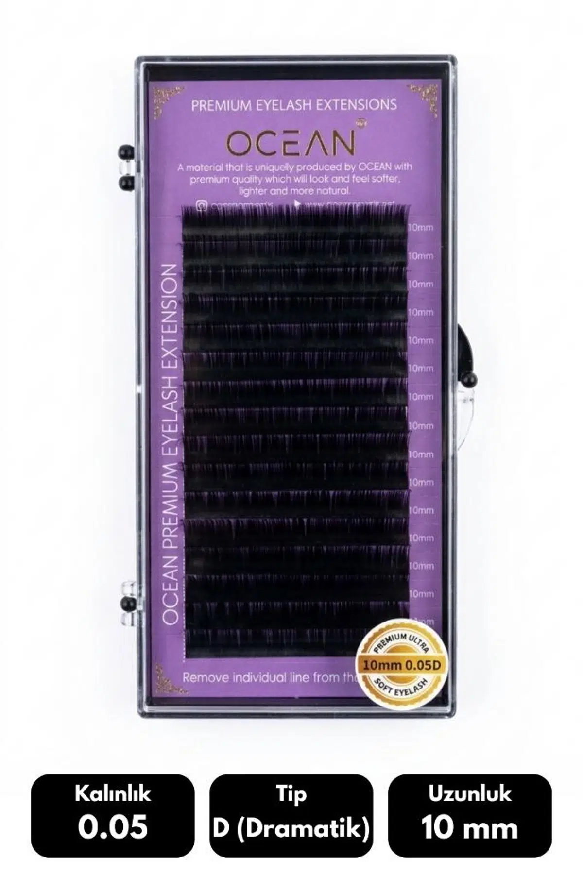 Ocean 0.05D Dramatik Kıvrım 10 mm Soft Eyelash Takma Kirpik 16'lı