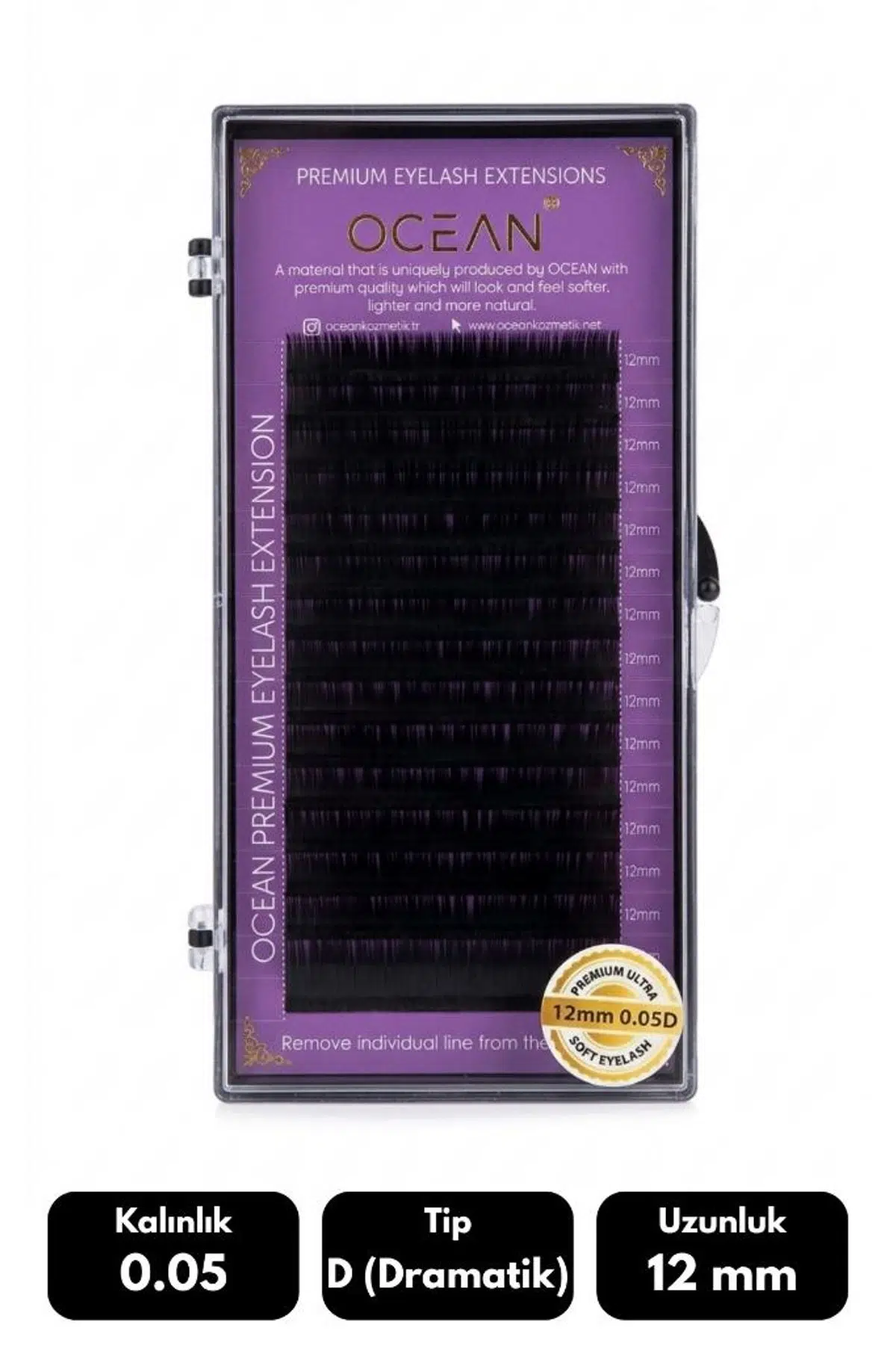 Ocean 0.05D Dramatik Kıvrım 12 mm Soft Eyelash Takma Kirpik 16'lı