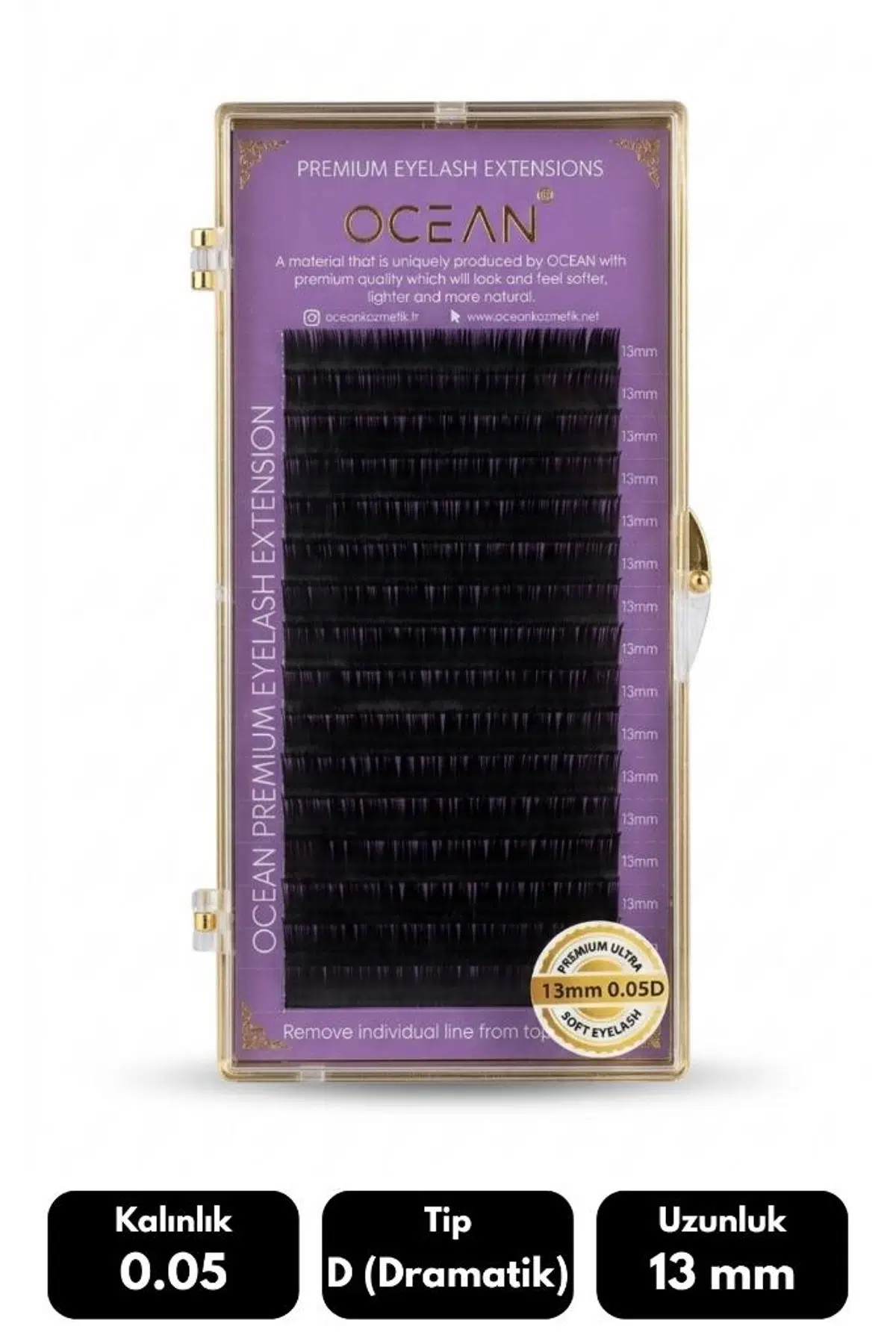 Ocean 0.05D Dramatik Kıvrım 13 mm Soft Eyelash Takma Kirpik 16'lı
