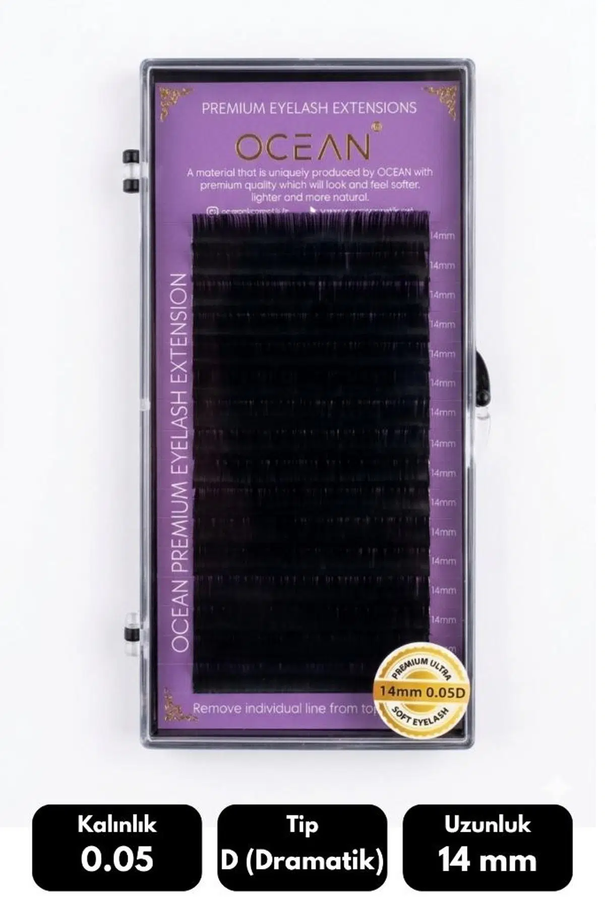 Ocean 0.05D Dramatik Kıvrım 14 mm Soft Eyelash Takma Kirpik 16'lı