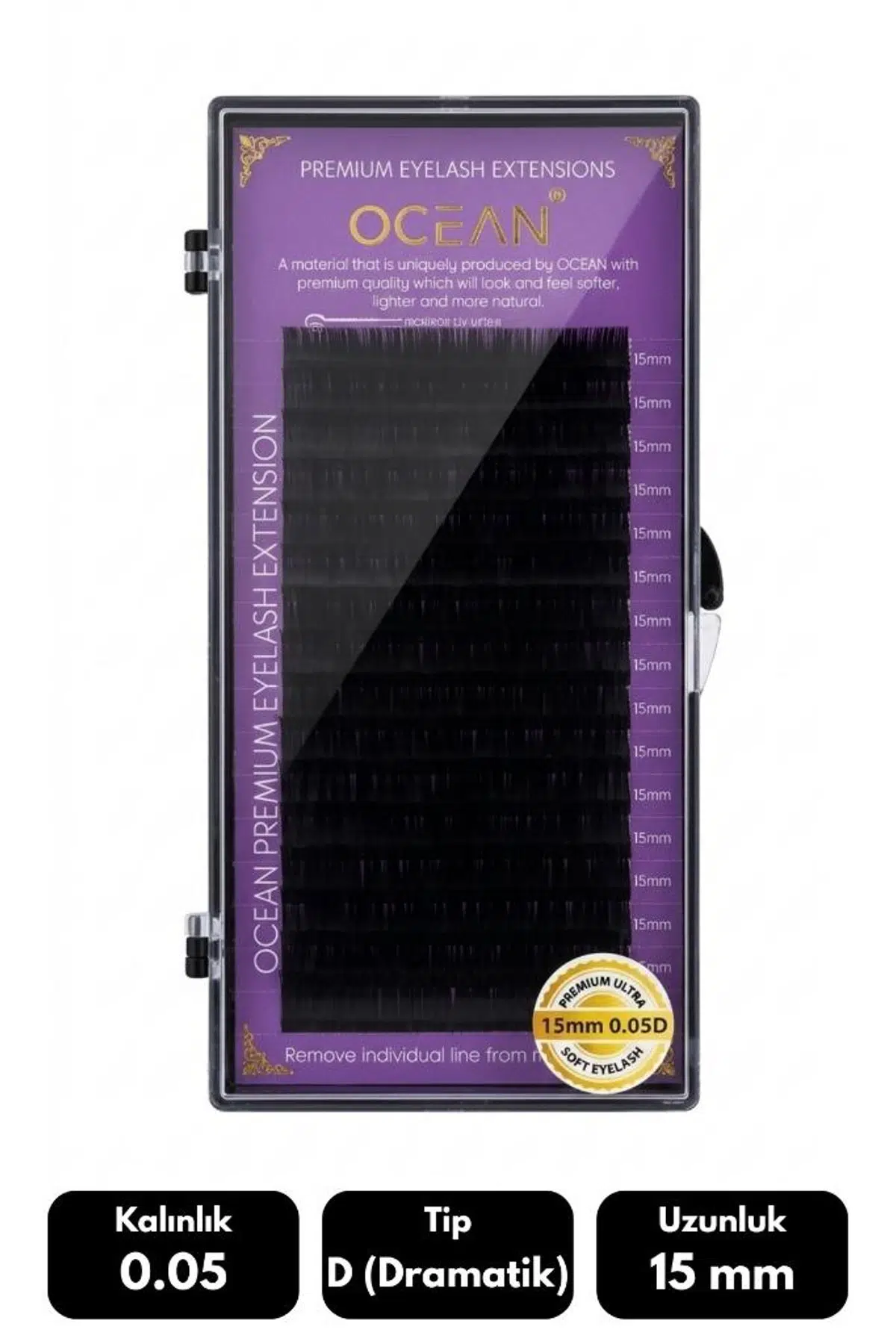 Ocean 0.05D Dramatik Kıvrım 15 mm Soft Eyelash Takma Kirpik 16'lı