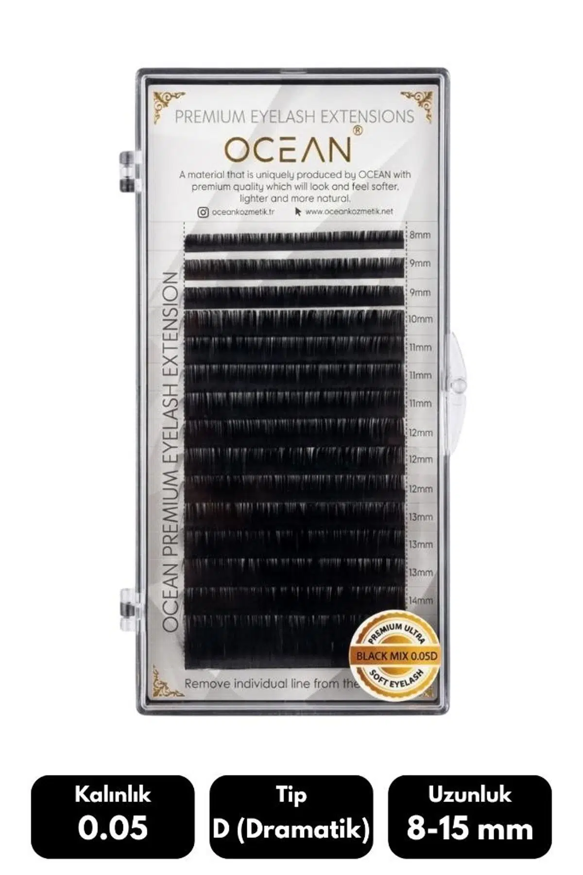 Ocean 0.05D Dramatik Kıvrım Mix Soft Eyelash Takma Kirpik 16'lı