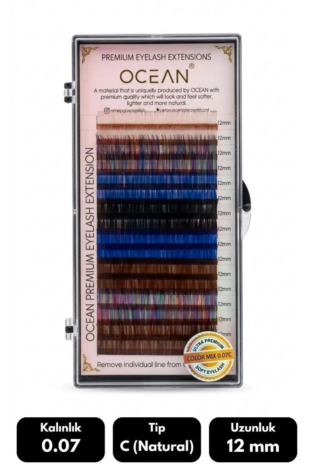Ocean 0.07C Natural Kıvrım Renkli Mix Soft Eyelash Takma Kirpik 16'lı