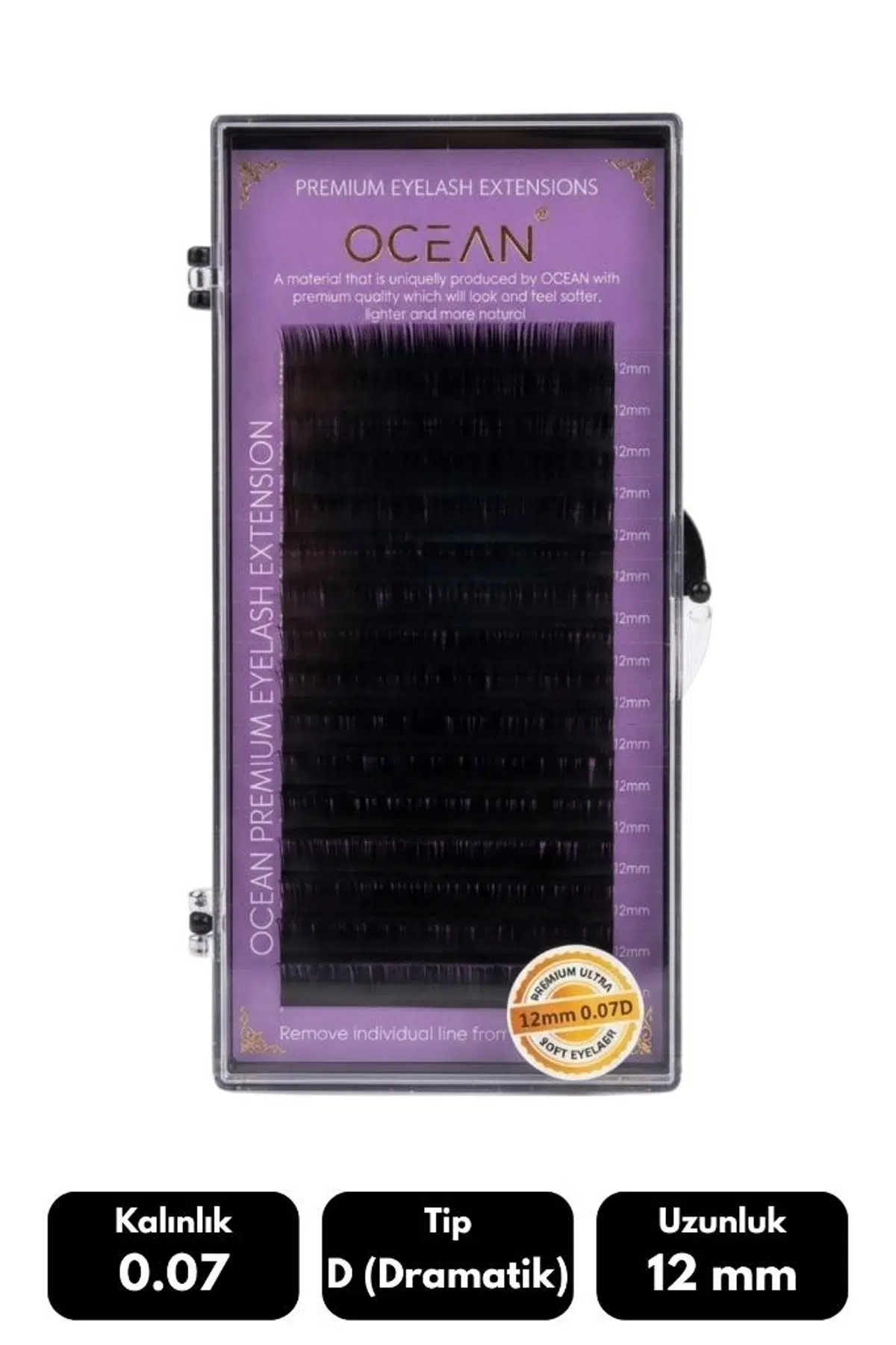 Ocean 0.07D Dramatik Kıvrım 12 mm Soft Eyelash Takma Kirpik 16'lı