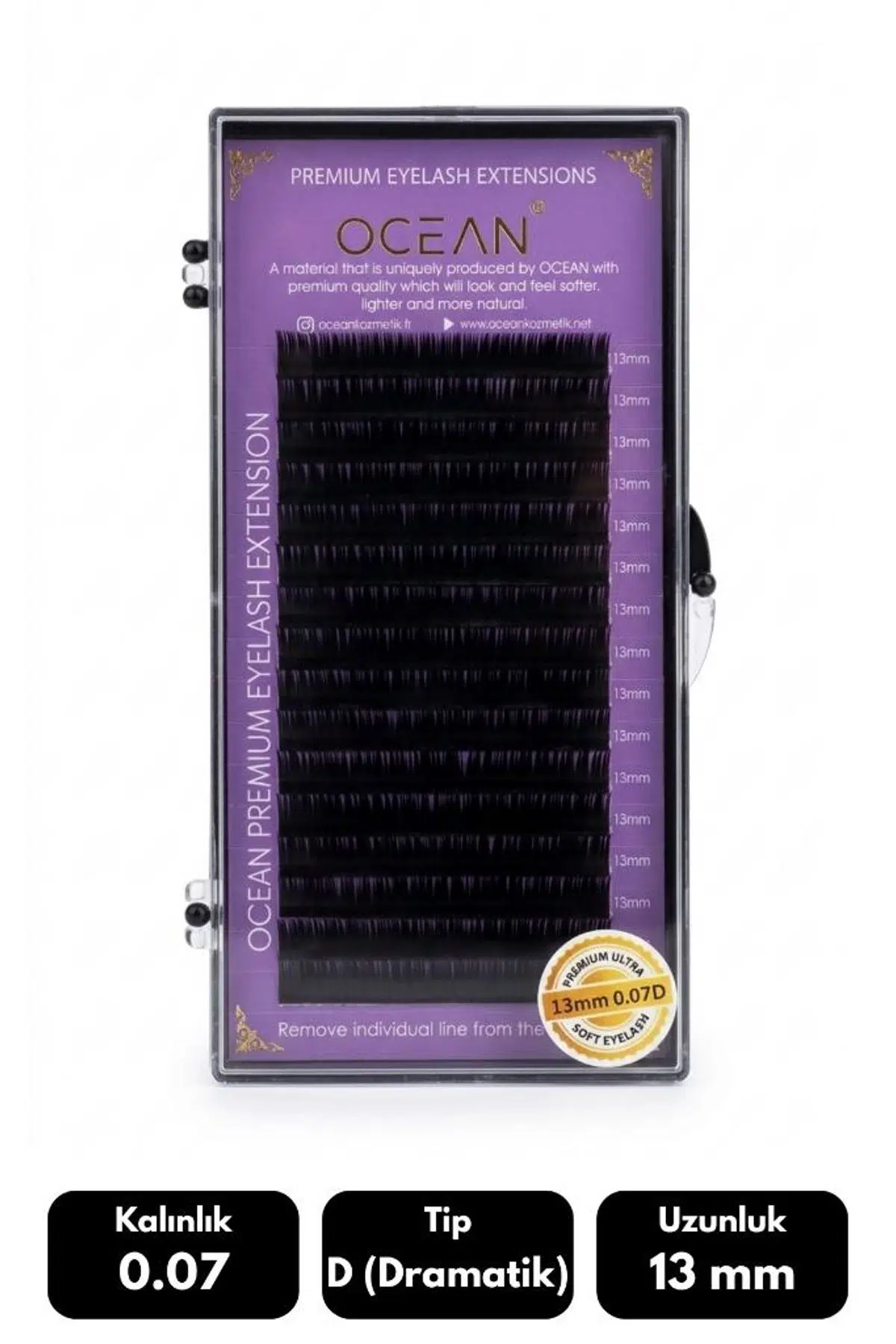 Ocean 0.07D Dramatik Kıvrım 13 mm Soft Eyelash Takma Kirpik 16'lı