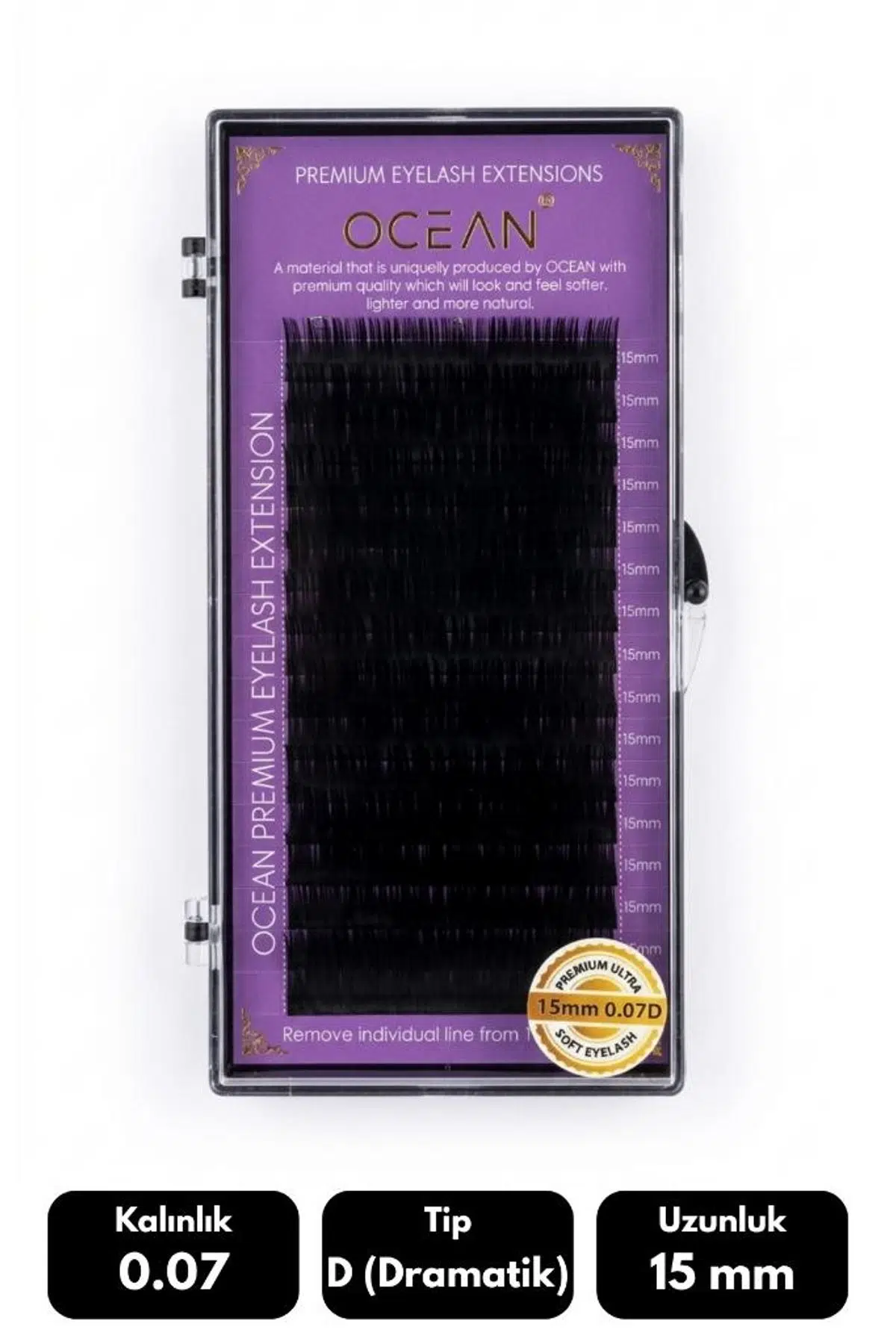 Ocean 0.07D Dramatik Kıvrım 15 mm Soft Eyelash Takma Kirpik 16'lı