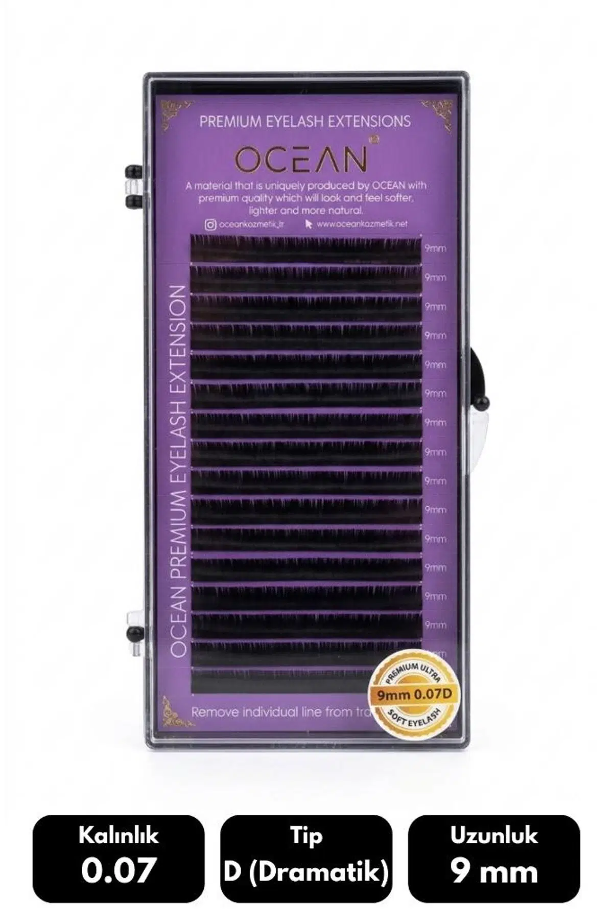 Ocean 0.07D Dramatik Kıvrım 9 mm Soft Eyelash Takma Kirpik 16'lı