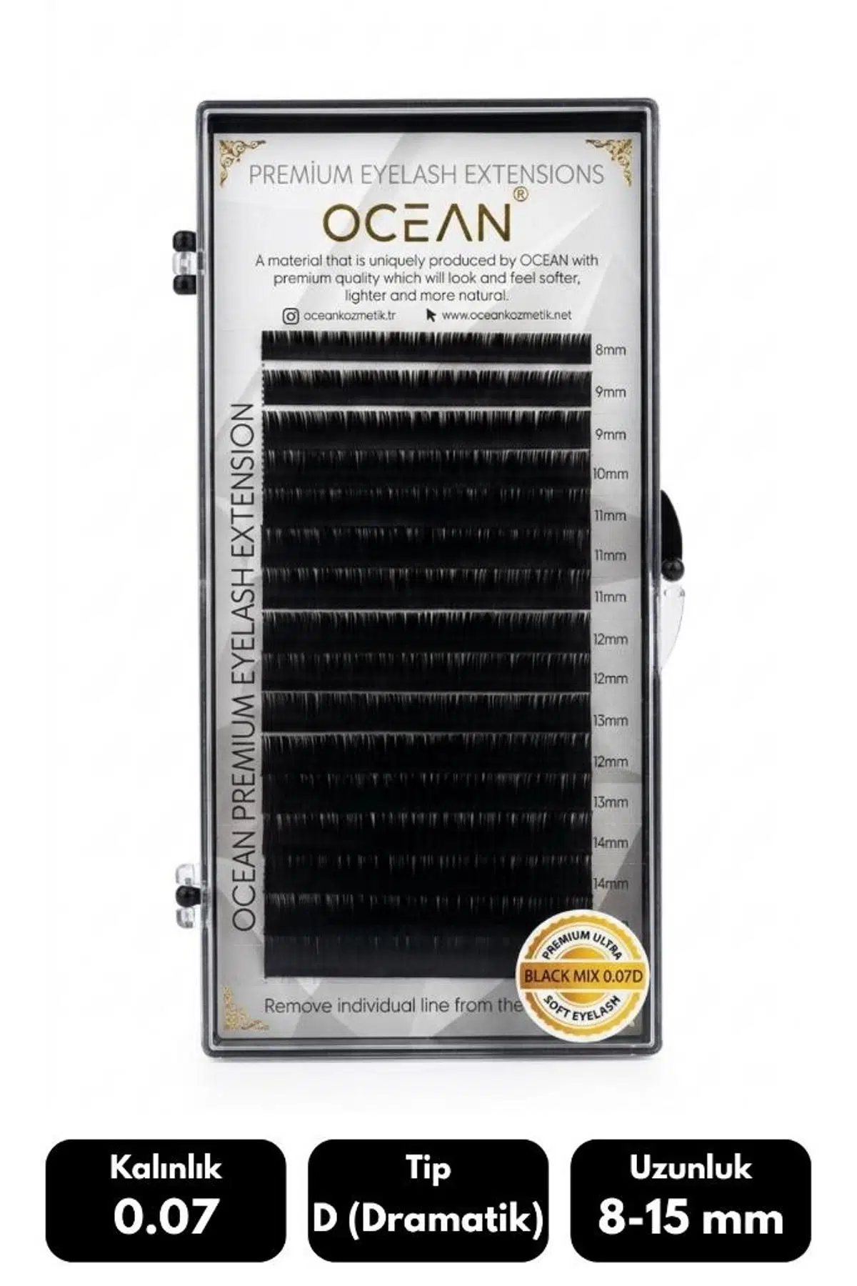 Ocean 0.07D Dramatik Kıvrım Mix Soft Eyelash Takma Kirpik 16'lı