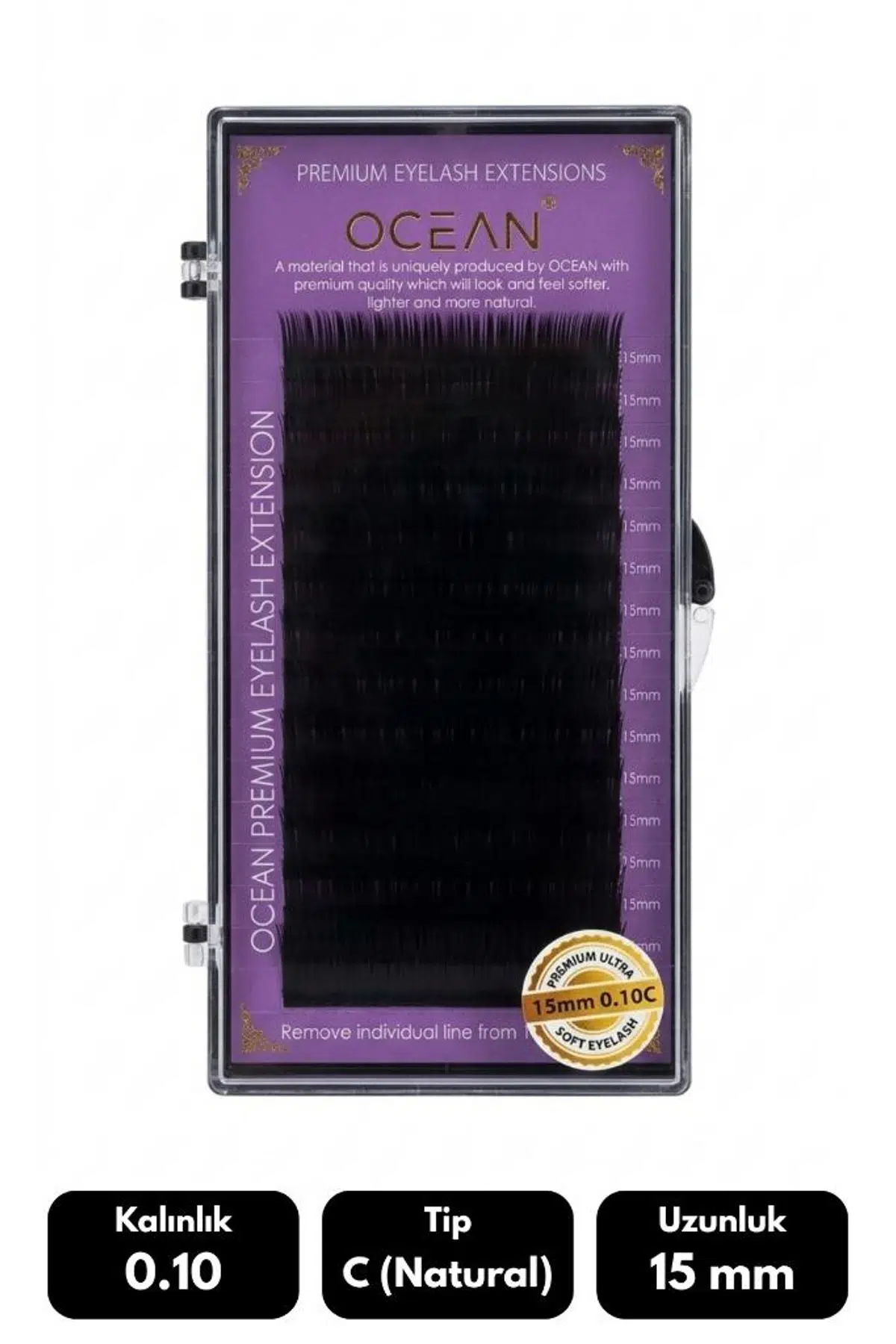 Ocean 0.10C Natural Kıvrım 15 mm Soft Eyelash Takma Kirpik 16'lı
