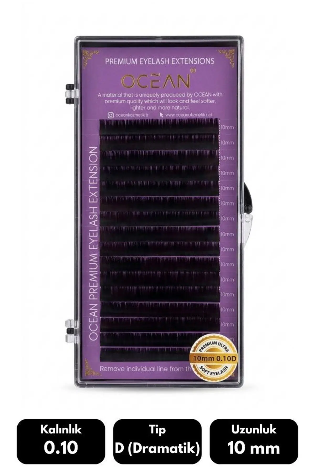Ocean 0.10D Dramatik Kıvrım 10 mm Soft Eyelash Takma Kirpik 16'lı