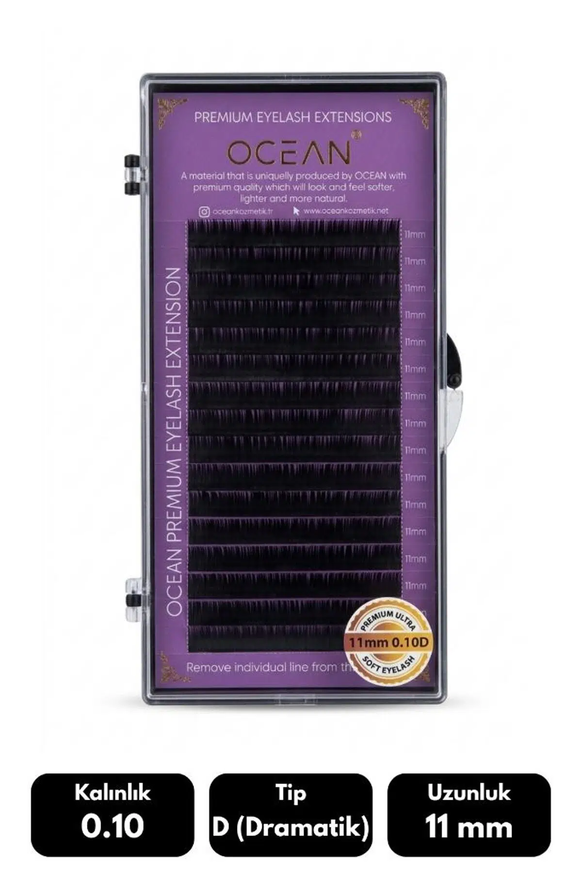 Ocean 0.10D Dramatik Kıvrım 11 mm Soft Eyelash Takma Kirpik 16'lı