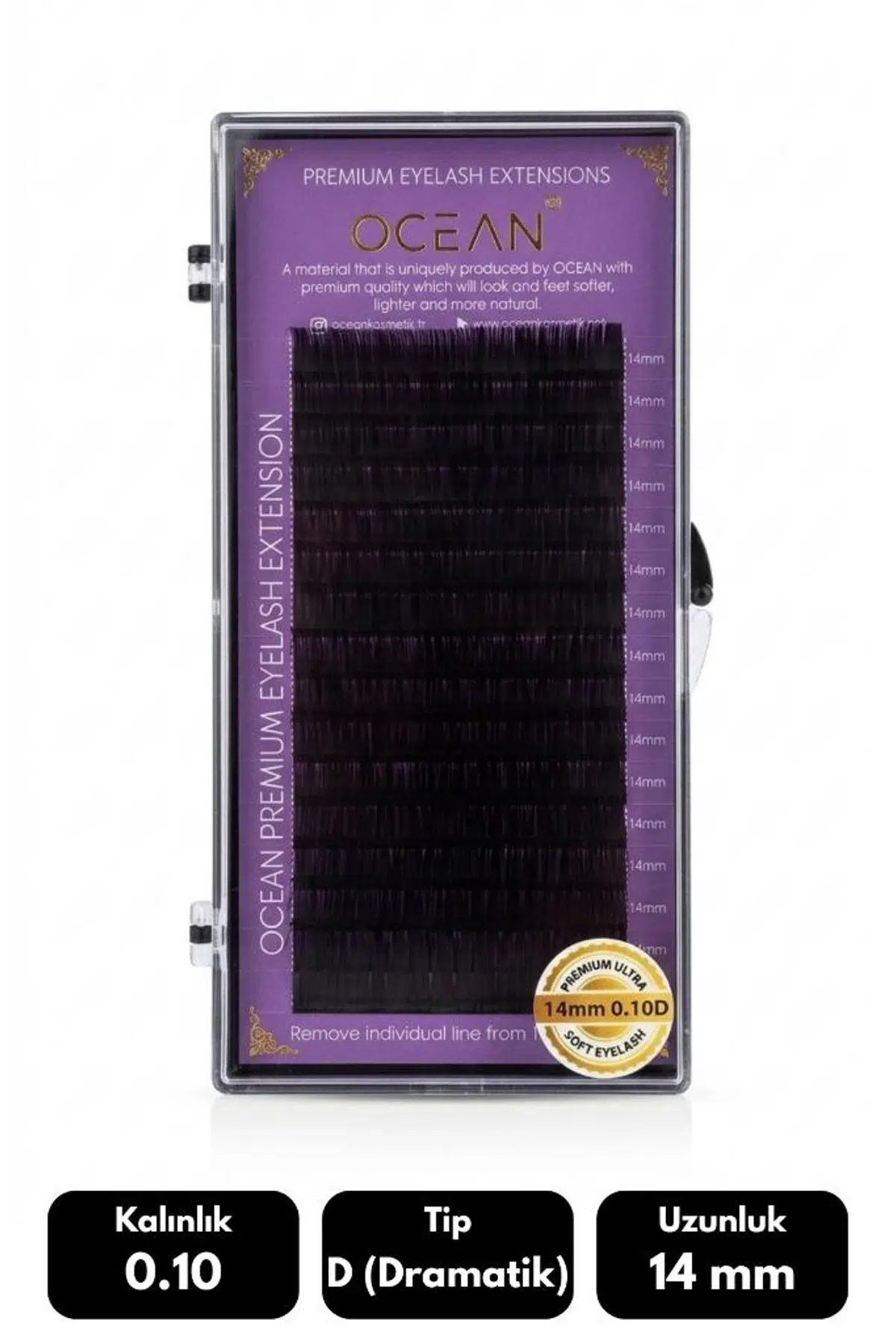 Ocean 0.10D Dramatik Kıvrım 14 mm Soft Eyelash Takma Kirpik 16'lı
