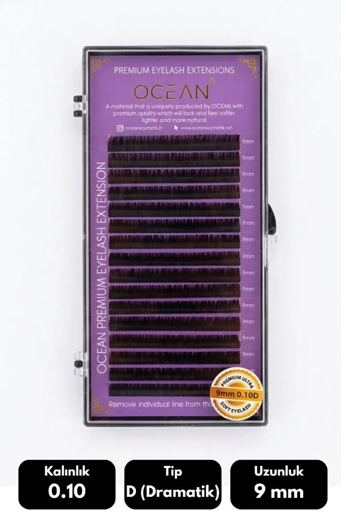 Ocean 0.10D Dramatik Kıvrım 9 mm Soft Eyelash Takma Kirpik 16'lı