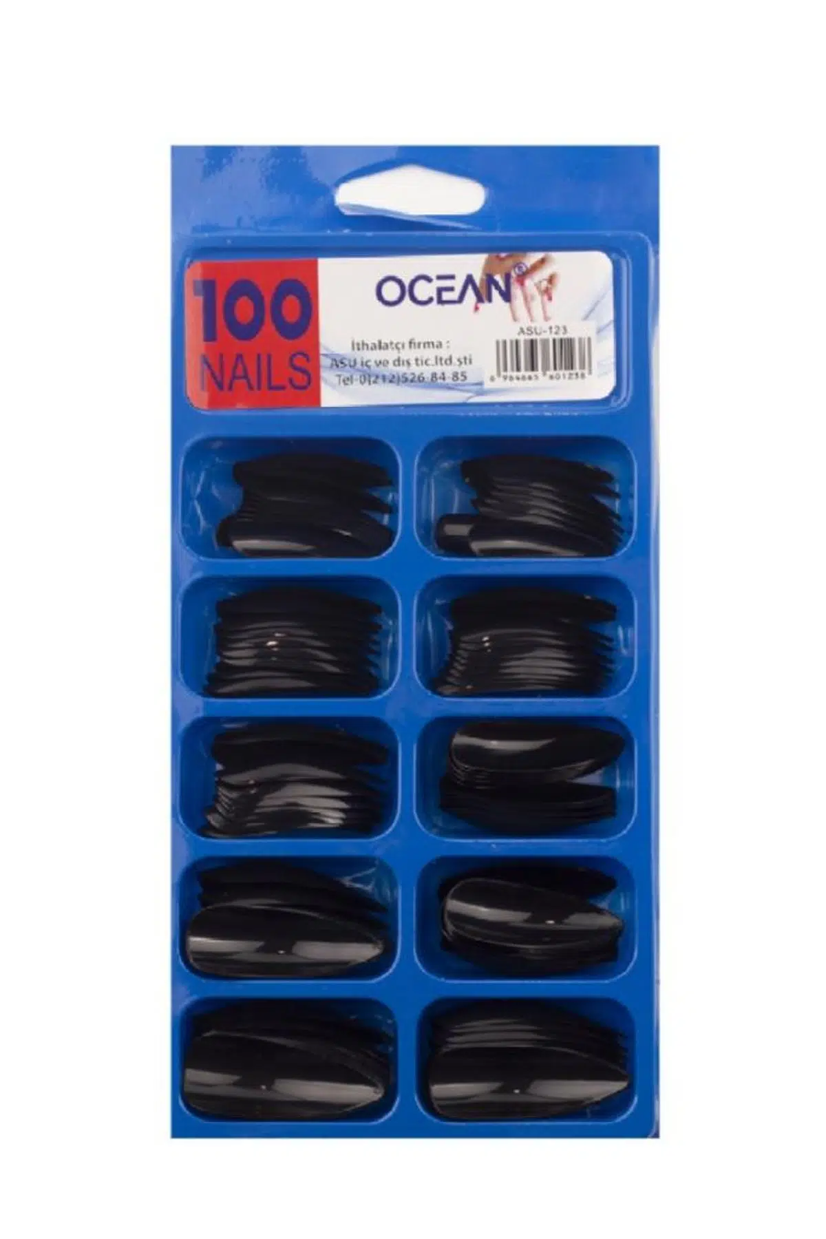 Ocean 100'lü Stiletto Tırnak Siyah ASU-123