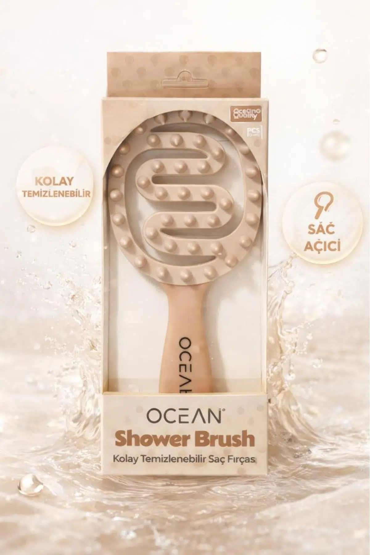 Ocean 3D Yumuşak Uçlu Kolay Temizlenebilir Saç Fırçası Soluk Pembe ASU-44