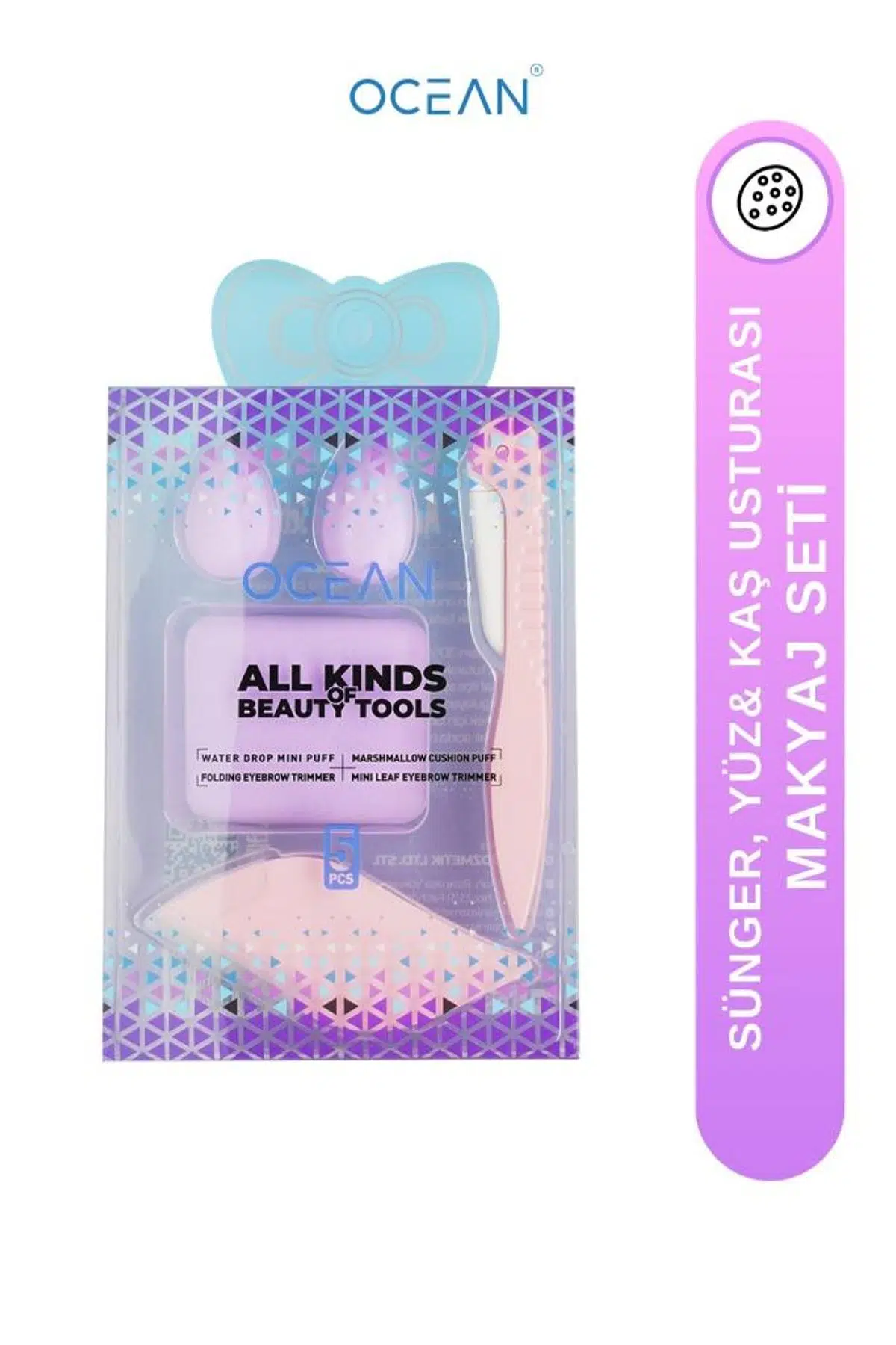 Ocean 5 Parça Usturalı Makyaj Süngeri Seti Karışık Renk ASU-310