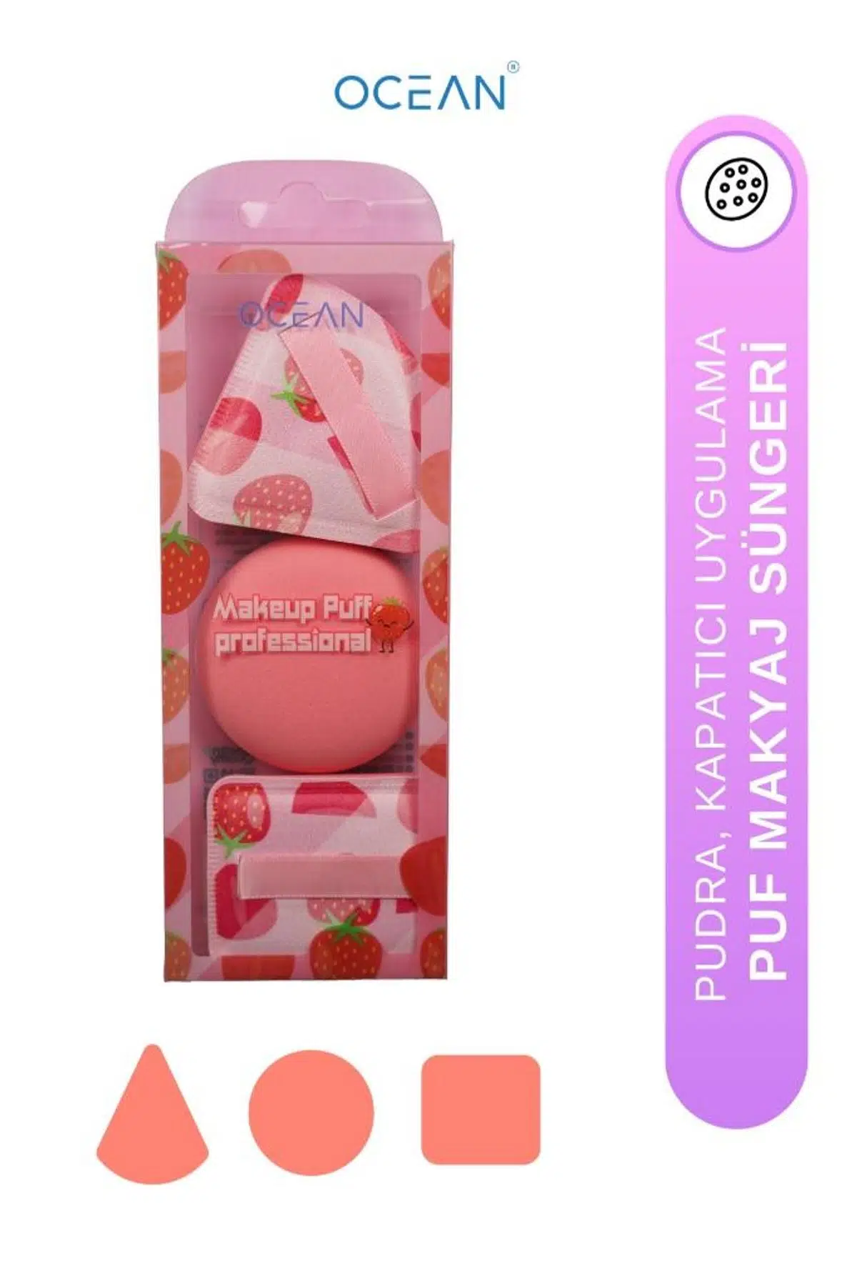 Ocean Meyve Tasarımlı Makyaj Pudra Süngeri Kare Yuvarlak Üçgen Karışık Renk ASU-185