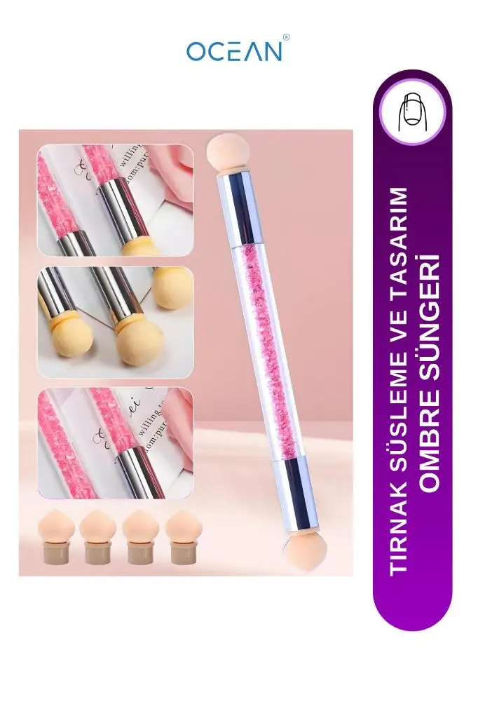 Ocean Ombre Süngeri +4 Yedek Başlıklı Pembe ASU-301
