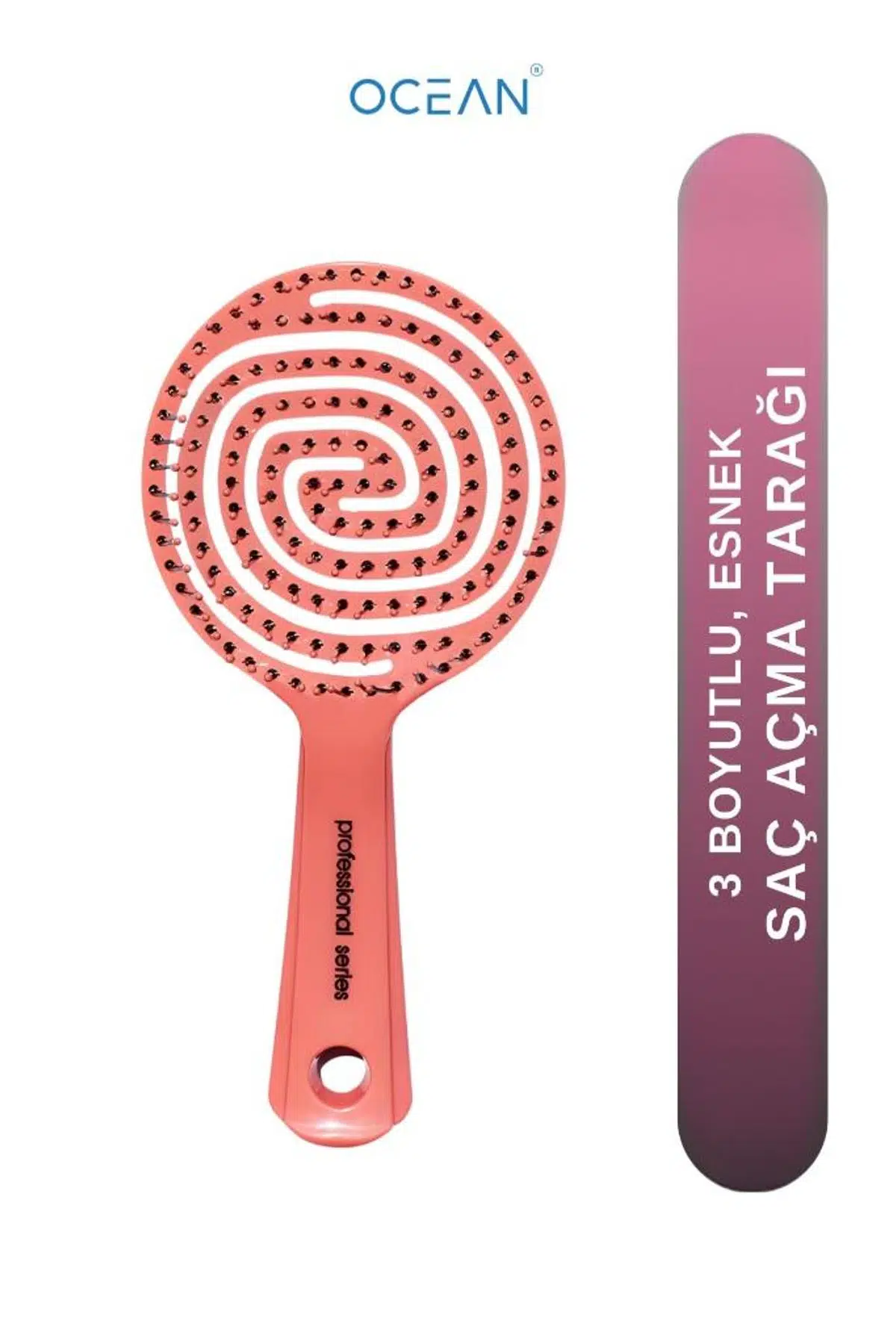 Ocean Oval Kolay Temizlenebilir Saç Fırçası Pembe ASU-293