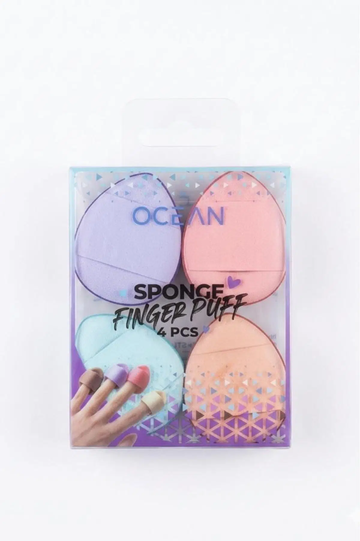 Ocean Parmak Geçirmeli Mini Pudra Süngeri 3'lü Karışık Renk ASU-182