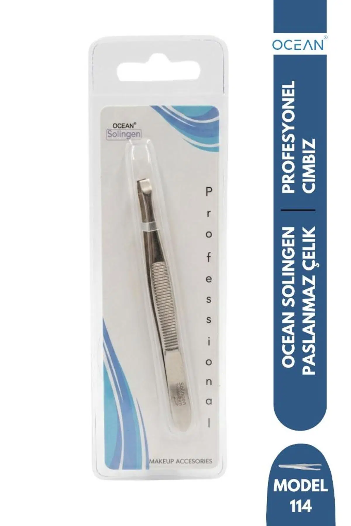 Ocean Solingen Cımbız Çizgili Krom Düz Ağız ASU-114