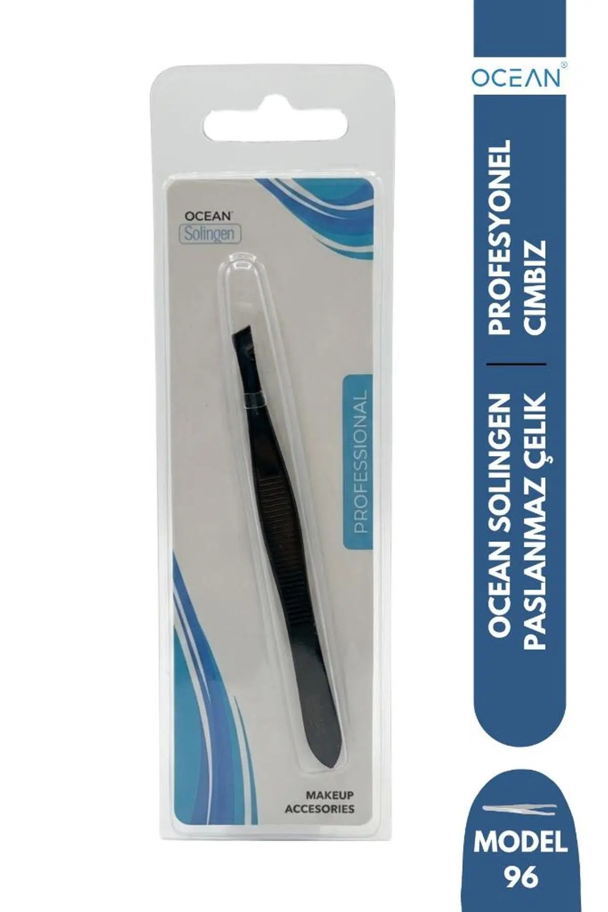 Ocean Solingen Cımbız Düz Siyah Klasik Eğik Ağız ASU-96
