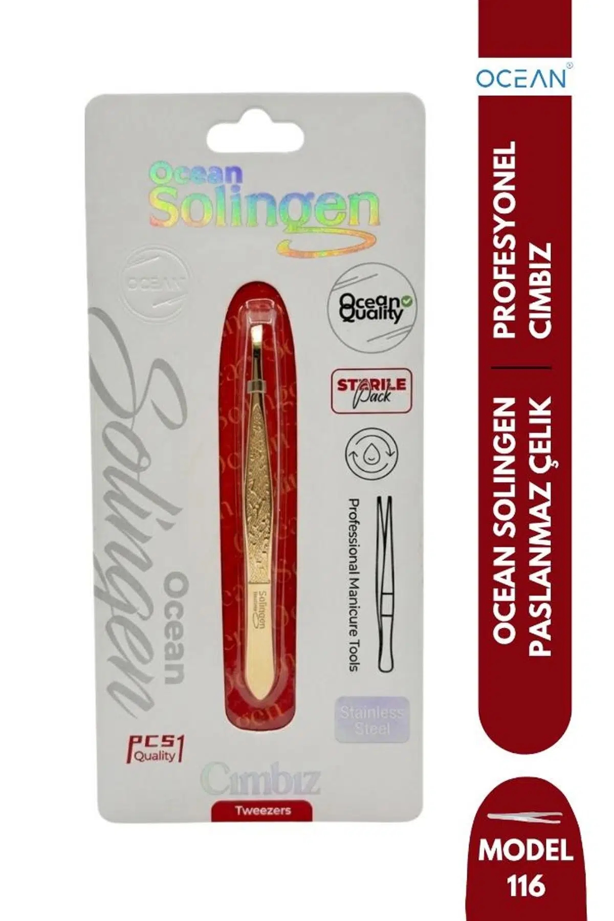 Ocean Solingen Cımbız Gold Simli Düz Ağız ASU-116