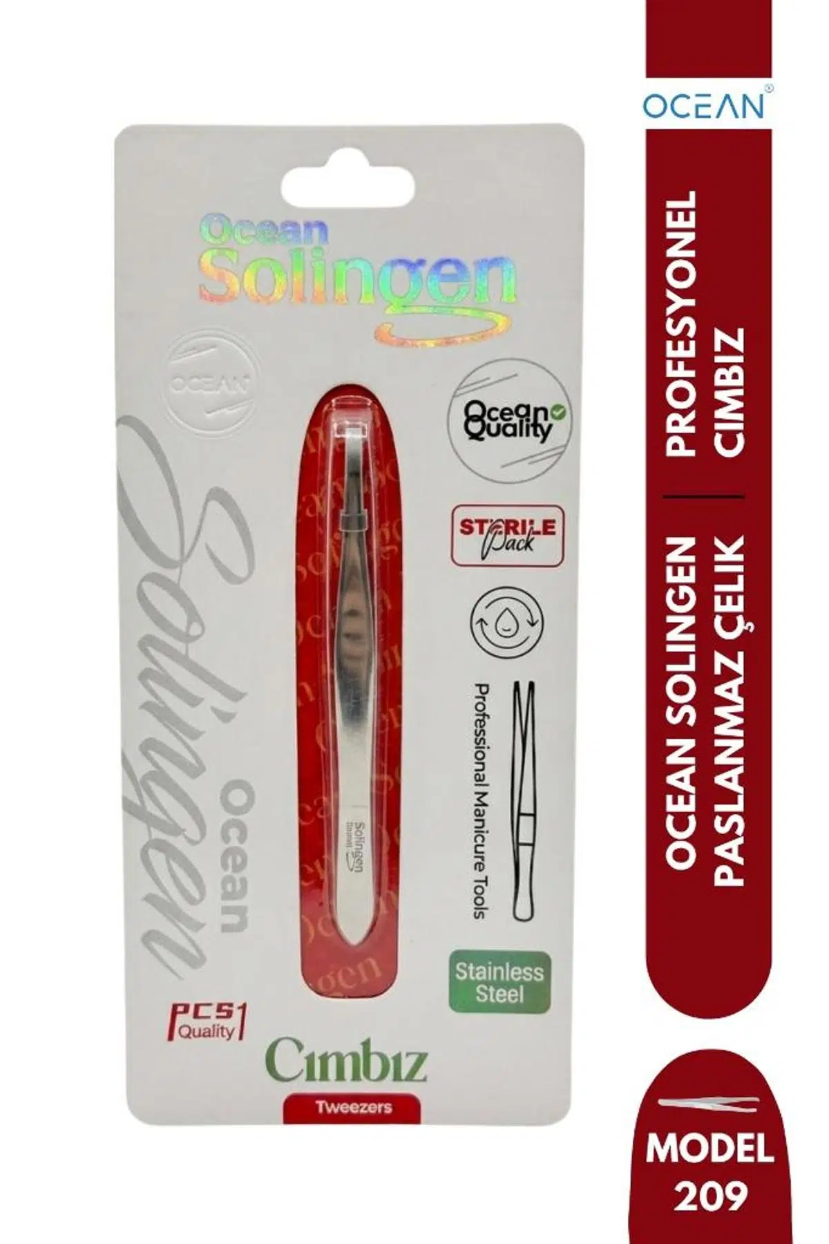 Ocean Solingen Cımbız Krom İnce Ağız ASU-209