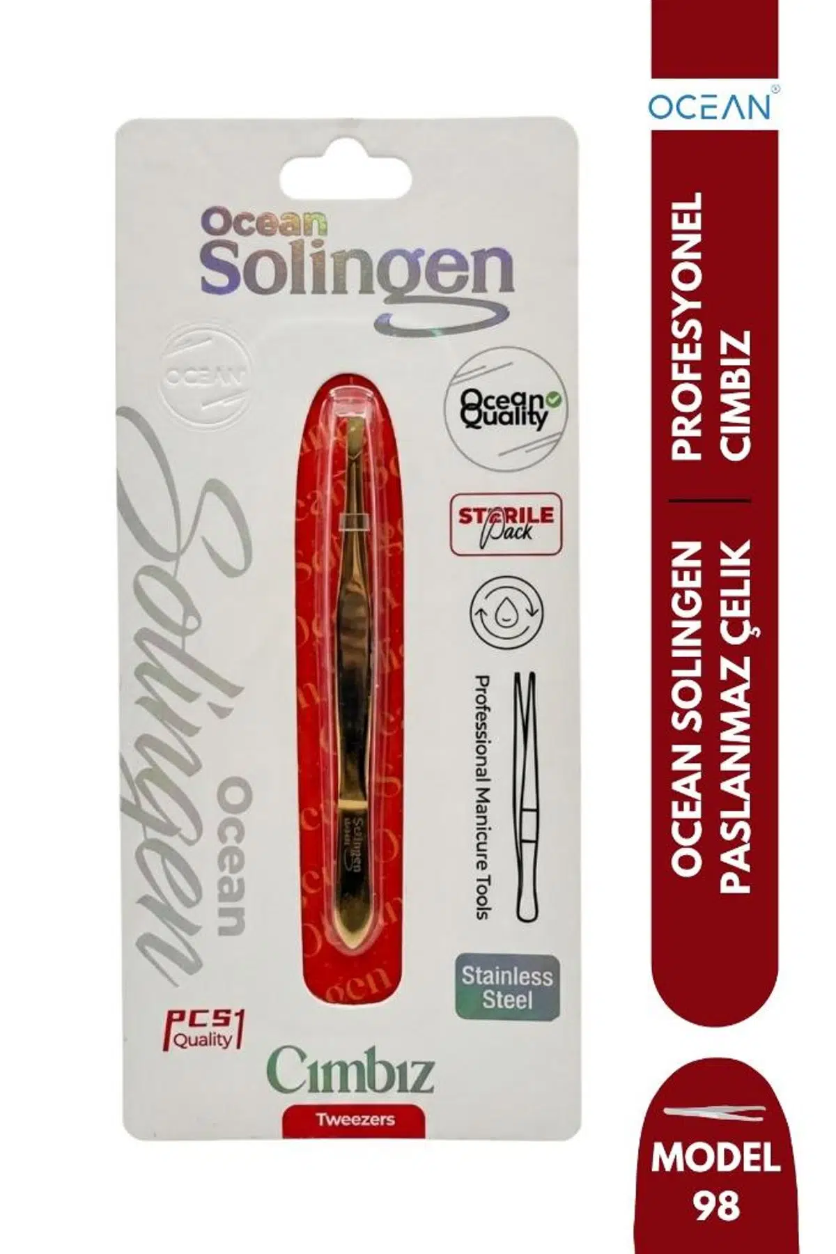 Ocean Solingen Cımbız Siyah-Gold İnce Ağız ASU-98