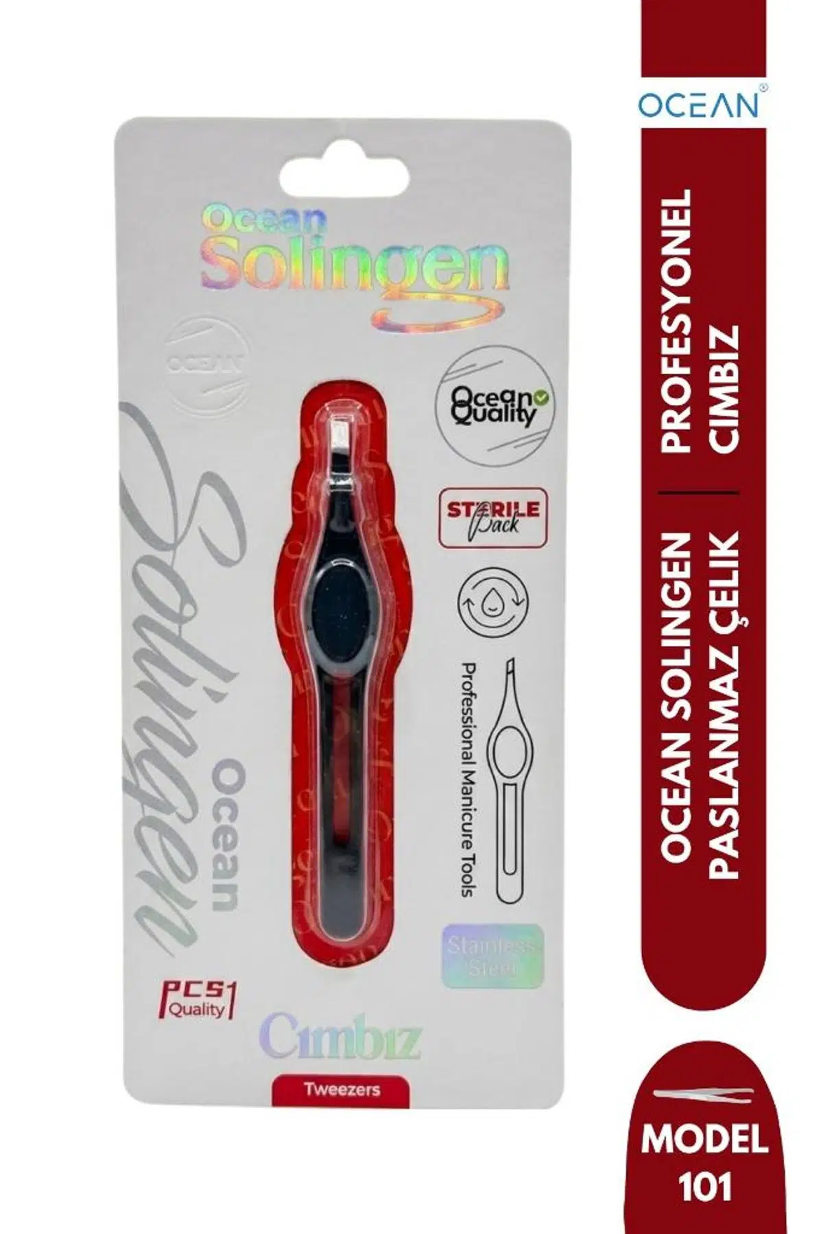 Ocean Solingen Cımbız Siyah Gövde İnce Krom Ağız ASU-101