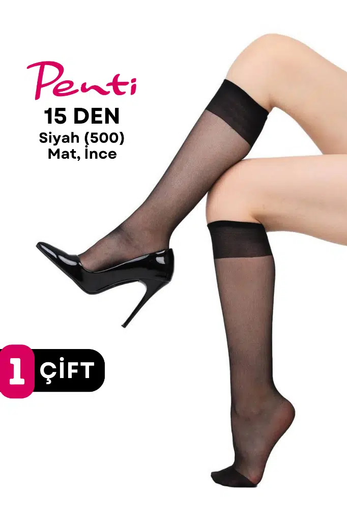 Penti Süper 15 Den Mat İnce Diz Altı Çorap Siyah/Black (500)