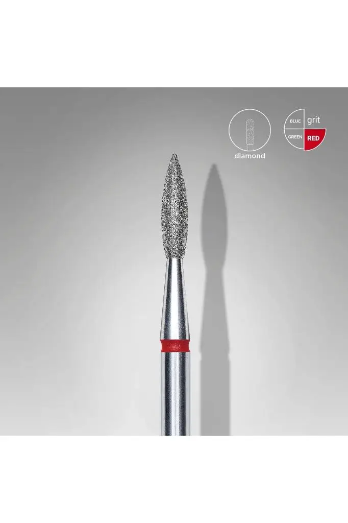 STALEKS Elmas Sivri Alev Freze, Kırmızı, Çap 2,1 Mm, Çalışma Kısmı 8 Mm FA11R021/8