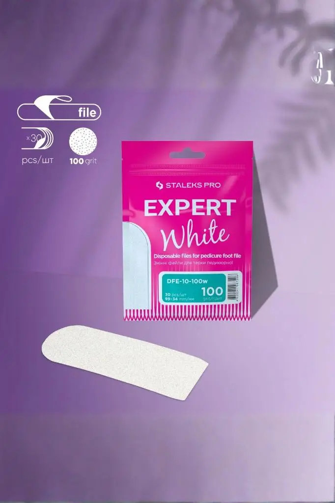 STALEKS Expert 10 Pedikür Törpü İçin Yedek Beyaz Törpüler, 100 Grit (30 Adet) DFE-10-100w