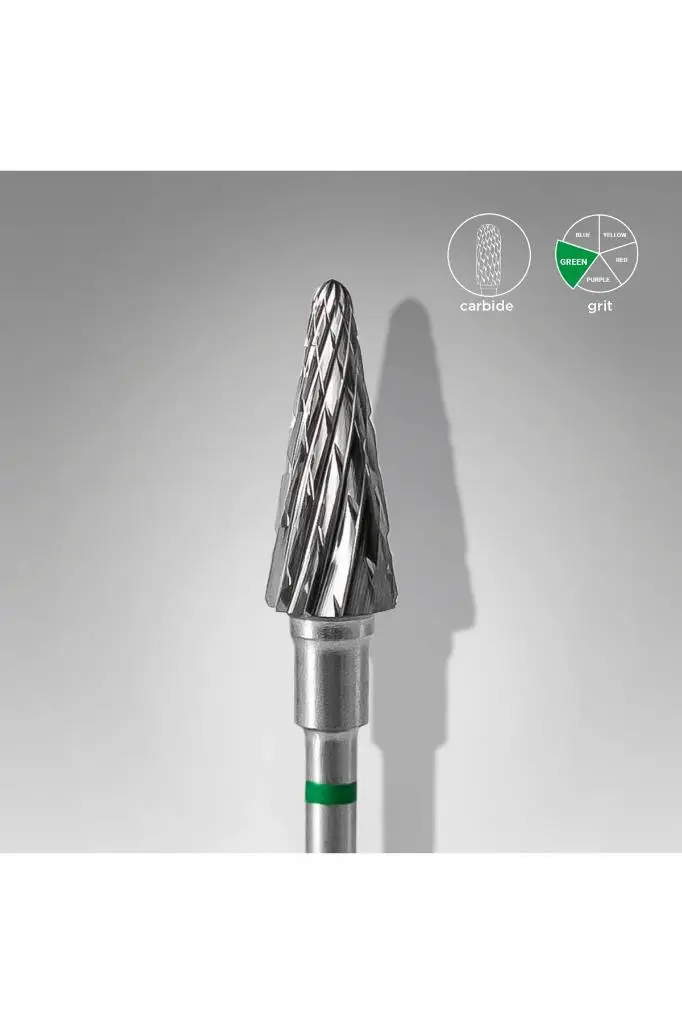 STALEKS Sert Alaşım Koni Freze, Yeşil, Çap 6 Mm / Çalışma Kısmı 14 Mm FT71G060/14