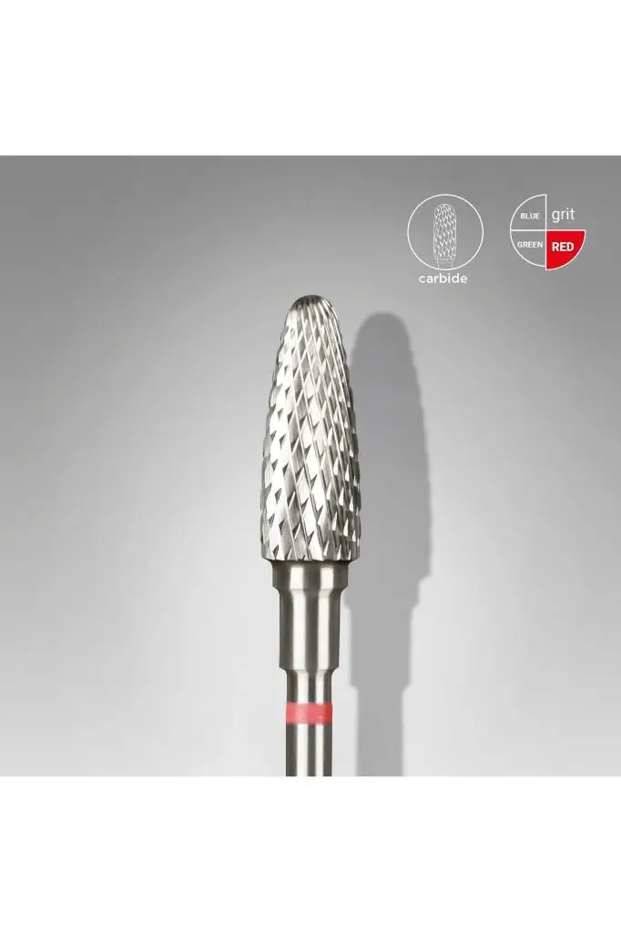 STALEKS Sert Alaşım Mısır Freze, Kırmızı, Çap 5 Mm / Çalışma Kısmı 13 Mm FT90R050/13