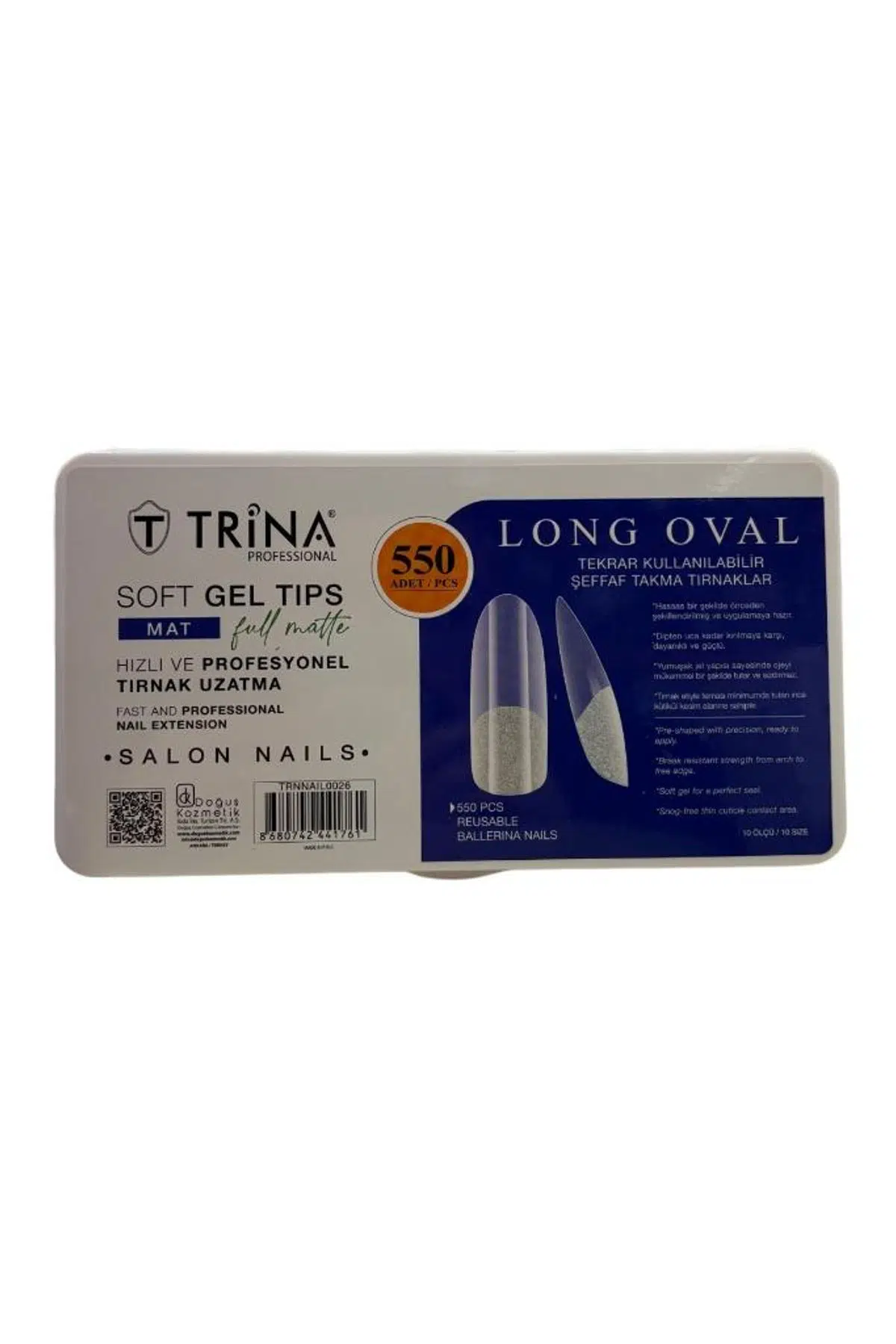 Trina Profesyonel Soft Jel Mat Tırnak 550'li Paket Long Oval