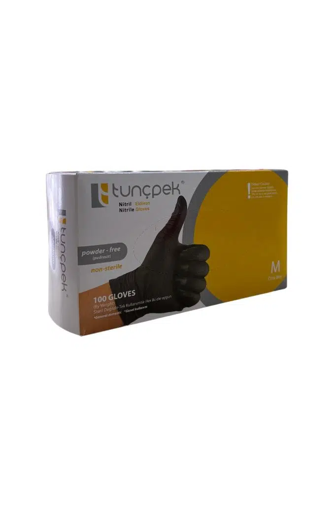 Tunçpek Nitril Siyah Eldiven 100 Adet Pudrasız M (Medium)